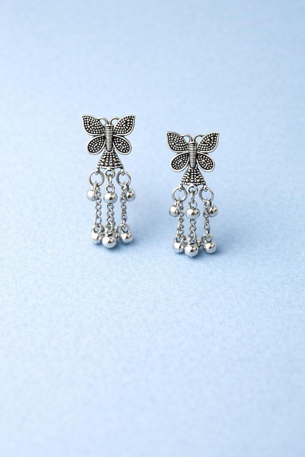 Silver Butterfly Jhumka