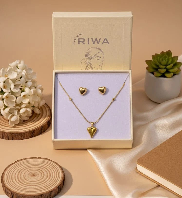 Golden Heart Necklace & Earrings