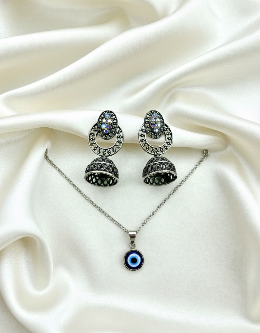 Evil Eye Pendant & Jhumka Set