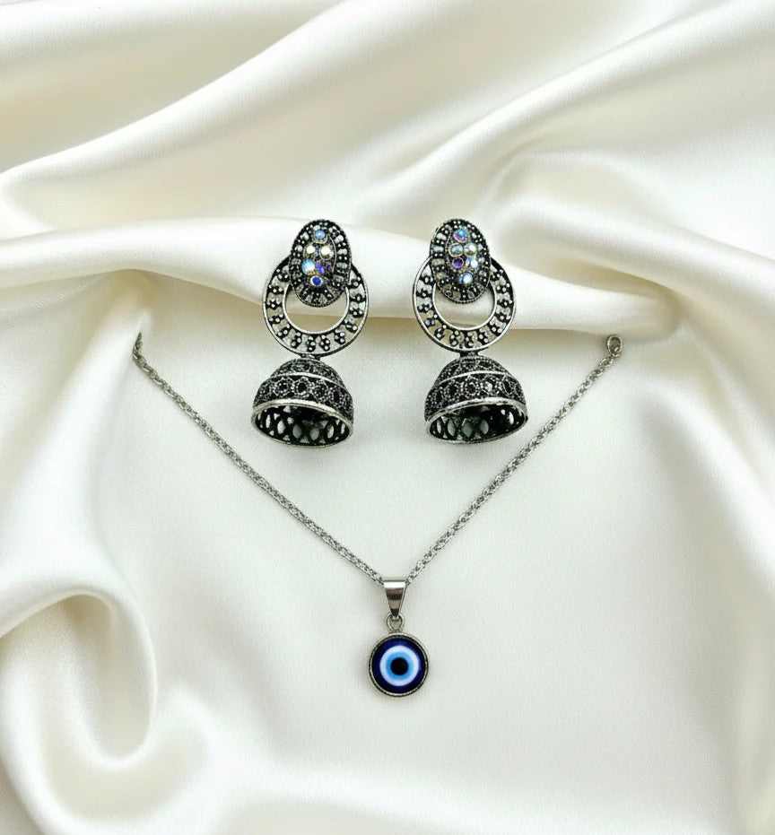 Evil Eye Pendant & Jhumka Set